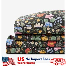 Rifle Paper Co. Strawberry Fields Classic Cool Cotton Percale Bed Sheet Set
