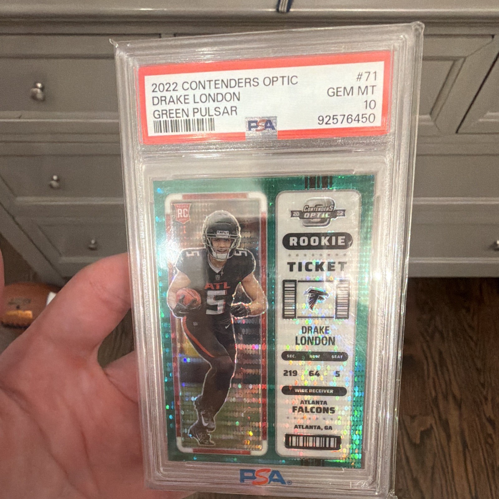 Drake London Panini Contenders Optic #71 Green Pulsar