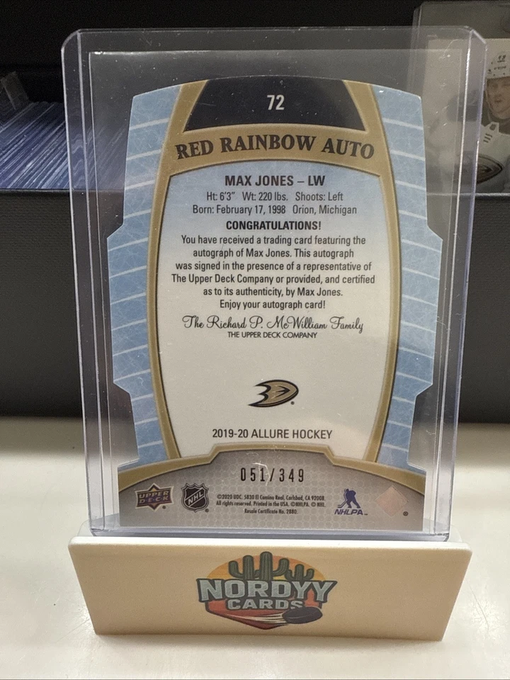2019-20 Upper Deck Allure - Rookies Max Jones #72 Red Rainbow Autographs /349 - Image 2 of 2