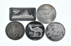 Lot 5 VINTAGE 1 Oz Silver Bars/Rounds Art Bars Collection Poured .999 *436