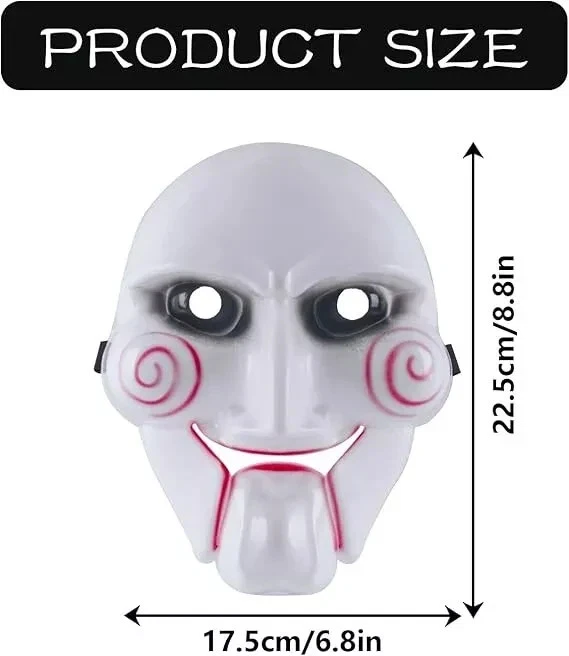 Conjunto de 3 peças de máscara, luvas e gravata borboleta fantasia vestido quebra-cabeça Billy Halloween - Imagem 4 de 4