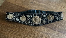 Antique Edwardian 1920s Beaded Floral Velvet Headband