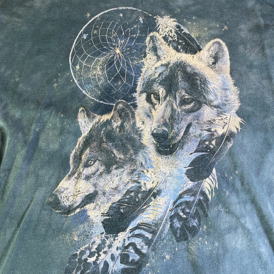Camisa The Mountain Wolf Para Hombre Grande Azul Luna Aulladora Naturaleza Tie Dye Informal Foto 2 de 4