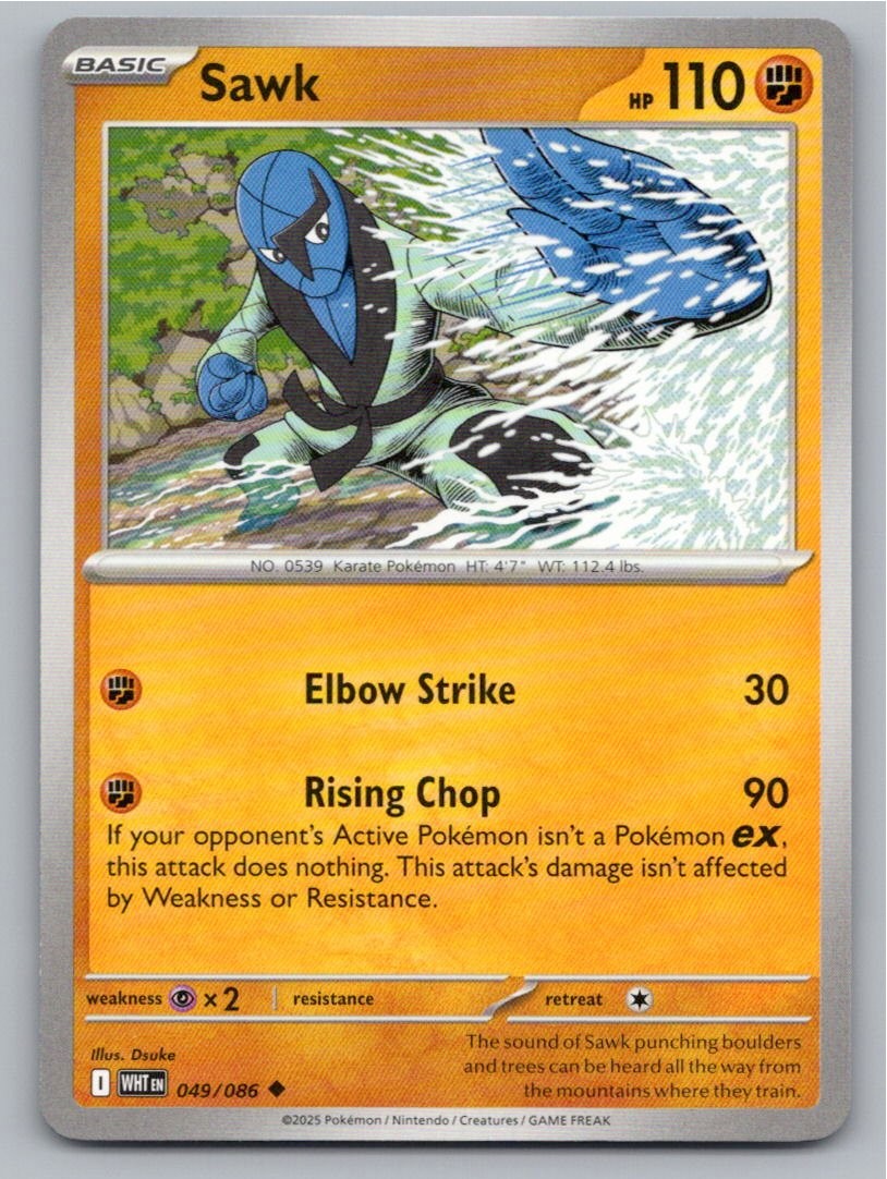 2025 POKEMON SAWK WHITE FLARE 049/086 UNCOMMON NM A43466 FREE S&H