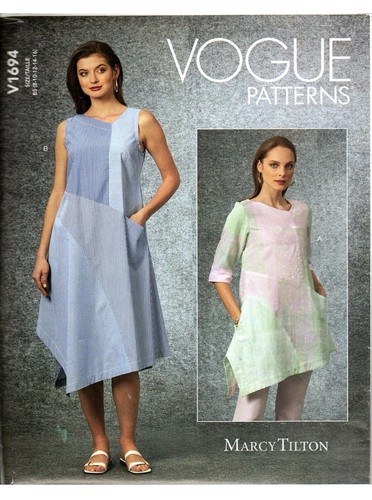 Vogue V1694 8-16 Marcy Tilton Pullover Dress Tunic Pattern Patchwork Loose 1694