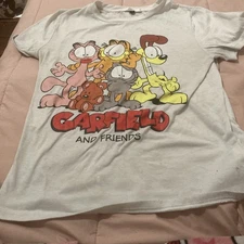 Shein White Garfield and Friends T-Shirt Women's Extra Small
