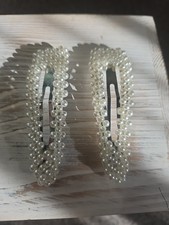 White Beaded Hair Clips