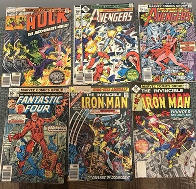 Vintage Marvel Comic Book Lot Avengers Iron Man Fantastic Four (8) Mixed Lot