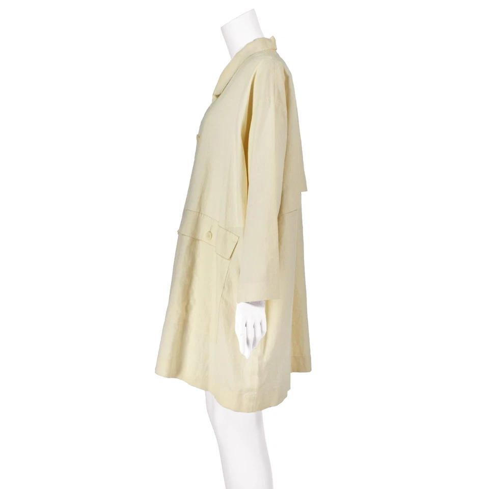 ESKANDAR Vintage Coated Ivory Linen Outerwear Jacket with BIG Patch Pockets OSFM - Image 4 of 4