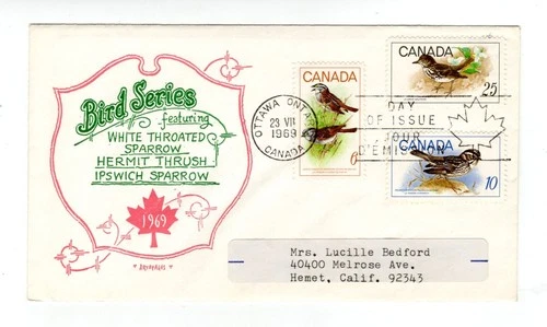 R672 Canada FDC - 1969 Birds of Canada Issue - Artopages Cachet Cover -