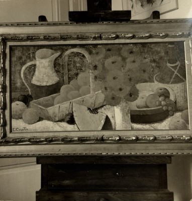 Émile Courtin, Maler, Gemälde Stillleben in seiner Werkstatt, Originalabzug