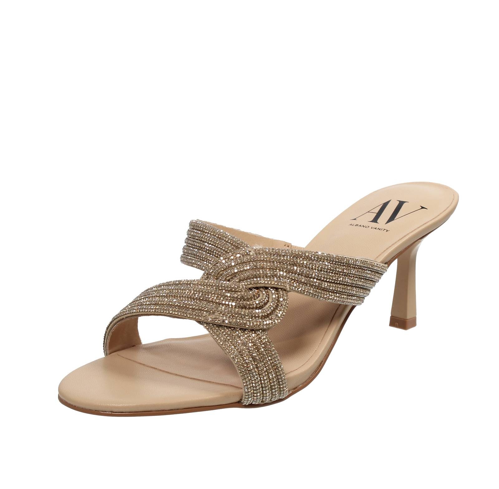 Сандалии Lamour из страз в бежевом цвете Tacco - Taglia 35 [22 см] Scarpe Donna