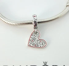 Authentic PANDORA Keith Haring Line Art People Heart Dangle 792215C01 Charm