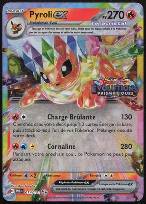 Pokemon Karte Pyroli-ex 014/131 Prismatische Evolutions STAMP Französisch
