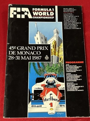 SIGNIERTES PROGRAMM Grand Prix Monaco F1 1987 Prost Streiff de Cesaris Alboreto