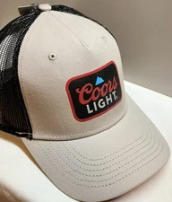 Coors Light Official Trucker Hat Tan Beige Black Mesh Snapback Adjustable NWT