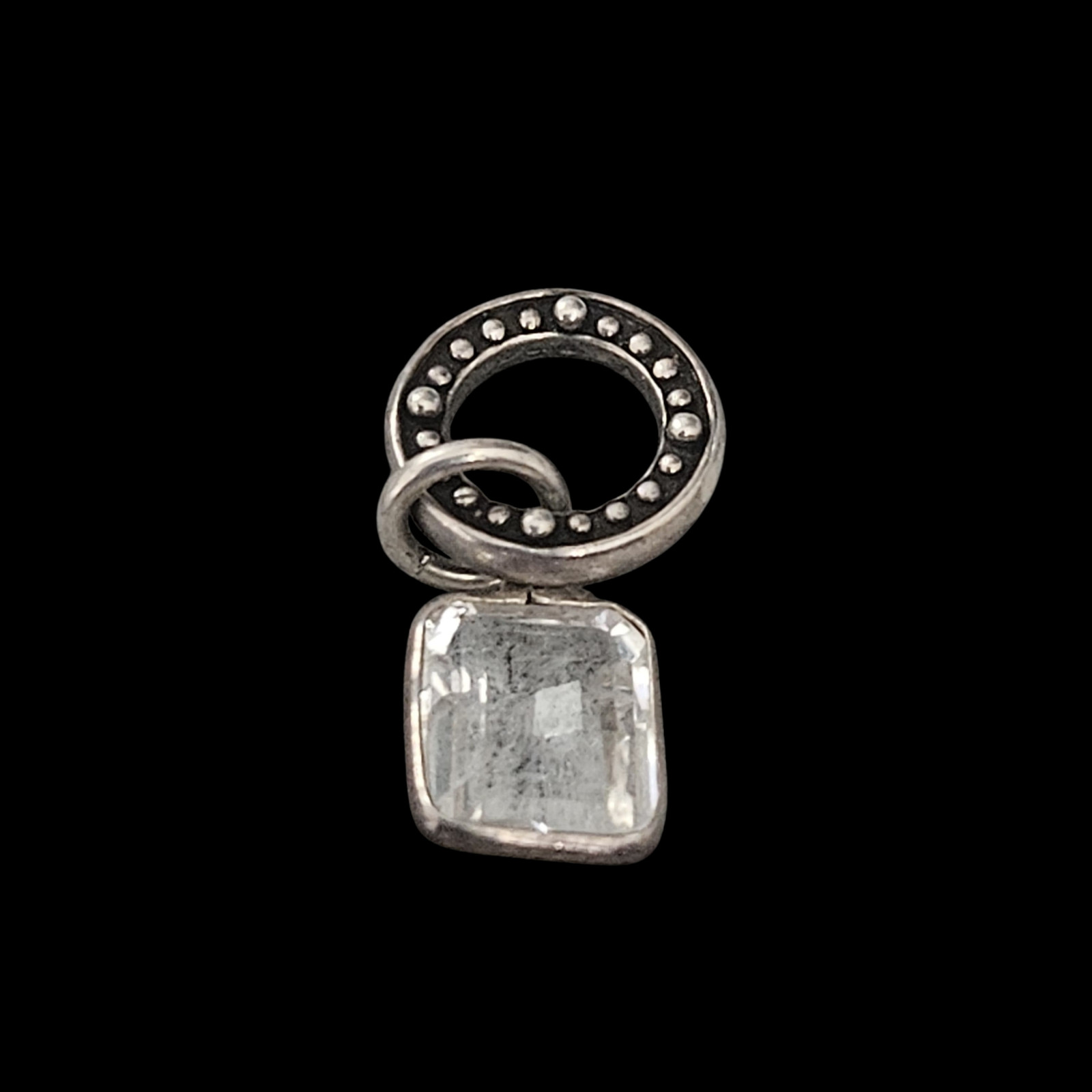 Sterling Silver Rectangular Gem Charm Pendant for… - image 2