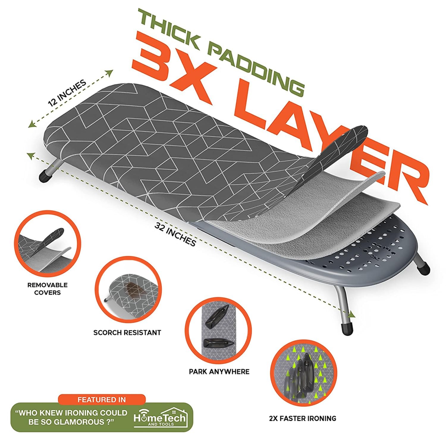 Table Top Ironing Board with Wall Mount, D-Crease, Portable Space Saving Mini...