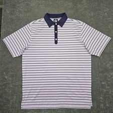 FootJoy Polo Shirt Mens Large Purple Navy Striped Golf Performance Stretch Knit