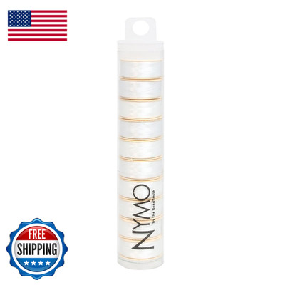 The Beadsmith Nymo Thread 10-Pack White Color Size D 30Mm Diameter 64 Yard/58.5