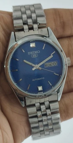 Vintage Seiko 5 Automatic Blue Dial 6309 17J D/D Men Wristwatch 'Stay Punctual'