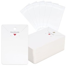 100Pcs Earring Display Cards with Bags Necklace Display Cards, 3.5x2.4 White