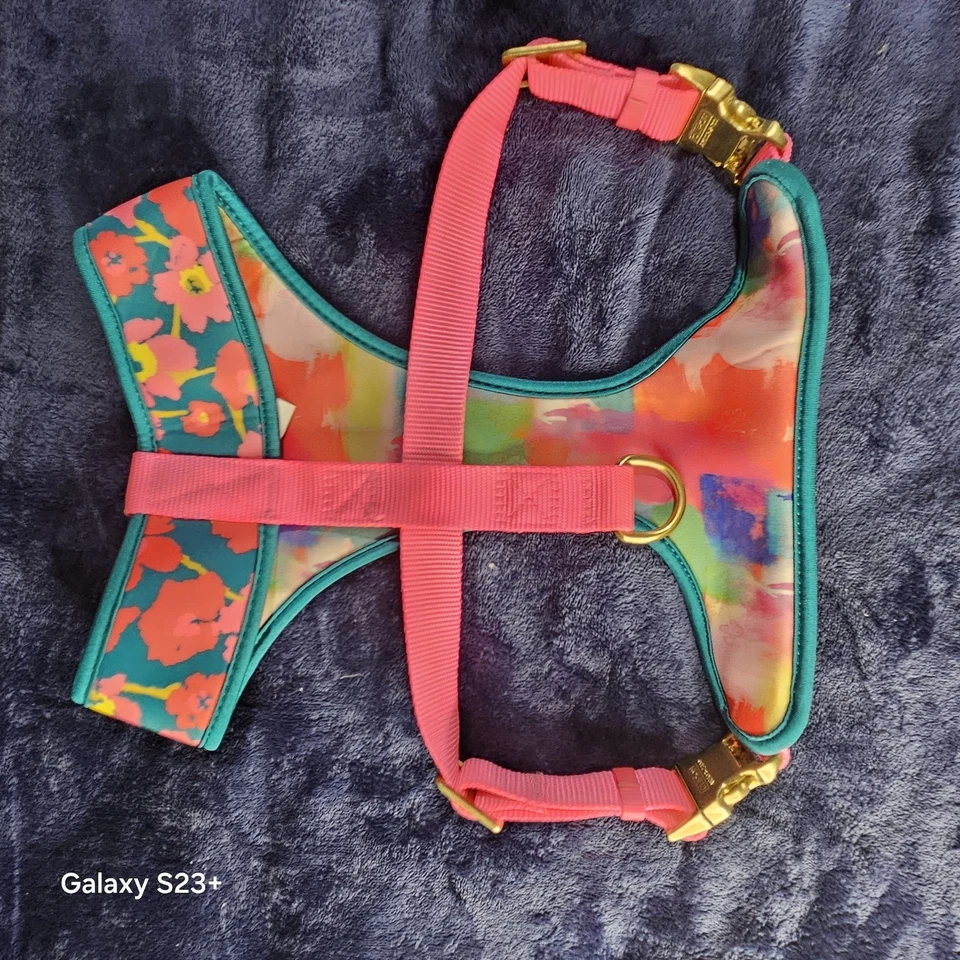 Top Paw Dog soft harness reversible leash floral pattern pink & teal size large - Image 3 of 4