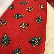 Noel Men's Neck Tie Silk Santa Christmas Tree Made in USA Vintage