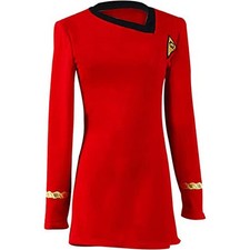 Star Trek TOS Female Duty Dress Cosplay Kostüm Uniform Kleid Rot Frauen Rock 24-