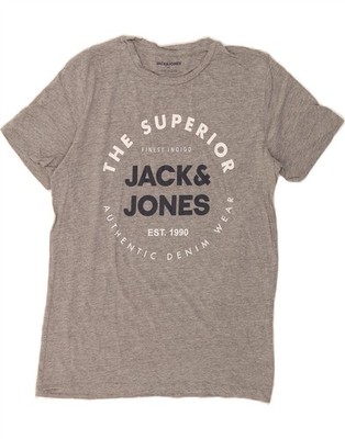 JACK & JONES Herren Grafik T-Shirt Oberteil Medium Grau DS49