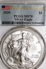 2020 American $1 Silver Eagle 1 oz. PCGS Grade MS70 First Day Of Issue 39468190