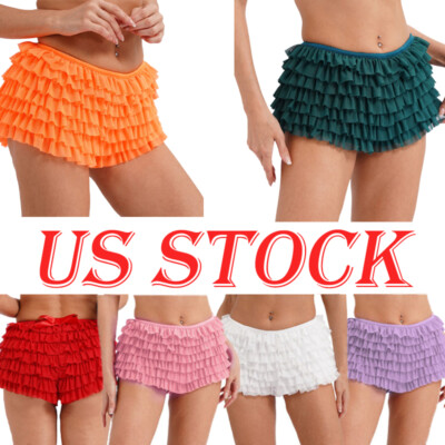 US Women's Lolita Ruffle Pumpkin Pants Under Dress Bloomer Shorts Ruffled  Pants | eBay