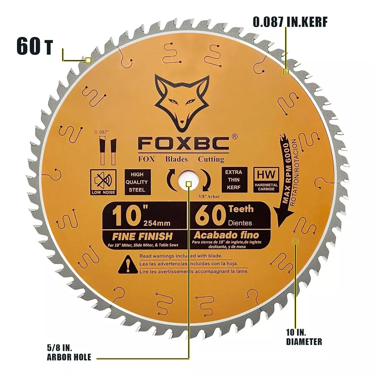 60 Tooth Miter Table Saw Blades 10 Inch Thin Kerf Fine Finish