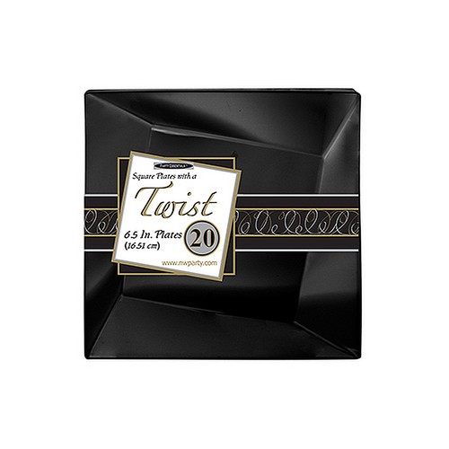 1 of Party Essentials 81 Oz. Twisted Square Serving Bowls - Black - 第 1/1 張圖片