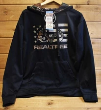 Real Tree Buckhorn River Men's Size Large Flag Black Hoodie Brand New with Tags!