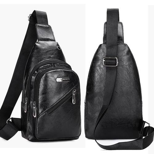 Borsa a tracolla da uomo impermeabile a tracolla in pelle PU petto sport viaggio - Foto 4 di 20