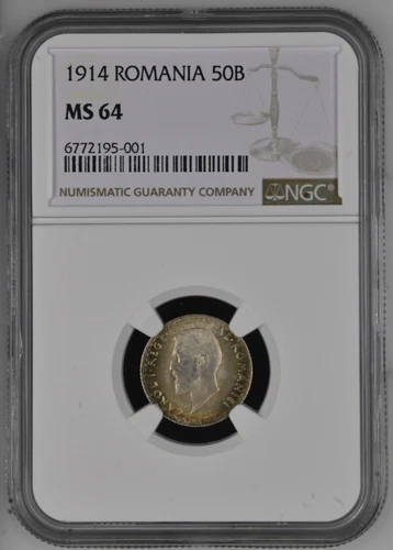 Romania 50 bani 1914 NGC MS64