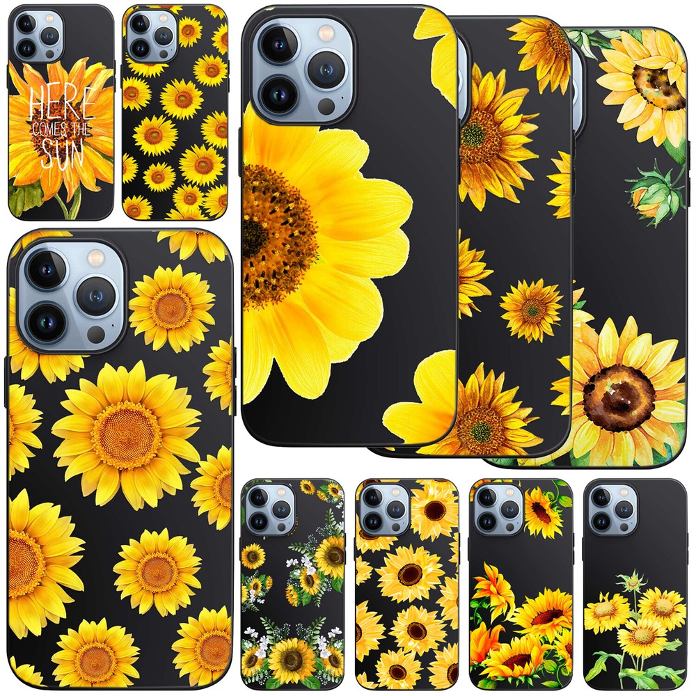 Shockproof Case For iPhone 16 15 Pro Max 14 13 12 Sunflower Printed Phone Cover