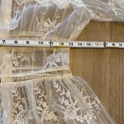 Boohoo Dress Women's Ivory Sz 4 Lace Sheer Cottage Core Coquette Fairy - Picture 9 of 11