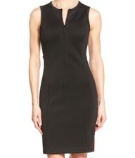 NWT $130 MICHAEL KORS Sleeveless Front Zip Scuba Body Con Dress Black 10