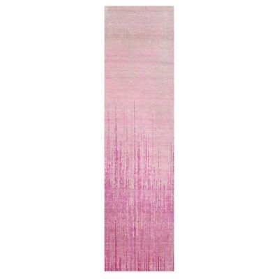 2'6''x10'1'' Pink Vertical Ombre Design Wool Hand Knotted Runner Rug R75110