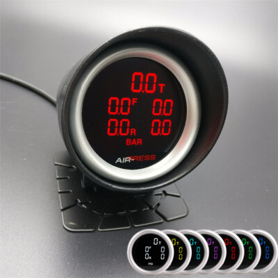 52mm Auto Luftfederung Manometer Bar+PSI Digitalanzeige mit 5x 1/8 NPT Sensoren
