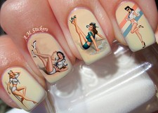 Vintage Women Nail Art Stickers Transfers Decals Set of 22 - A1063