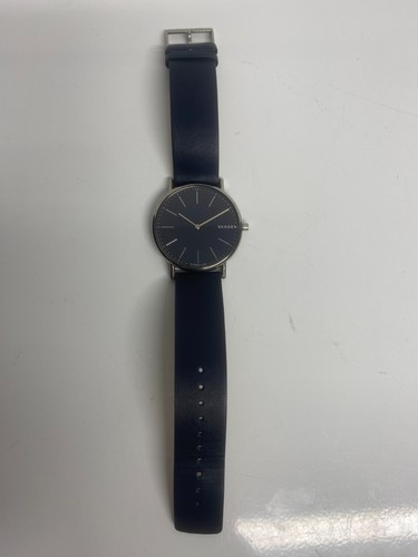 Skagen Signatur Titanium Dark Blue Dial Leather Strap Mens Quartz Watch SKW6481 - Picture 2 of 9
