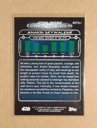 2018 Star Wars Galactic Files Anakin Skywalker ROTS-1 print variation base card - Picture 3 of 4
