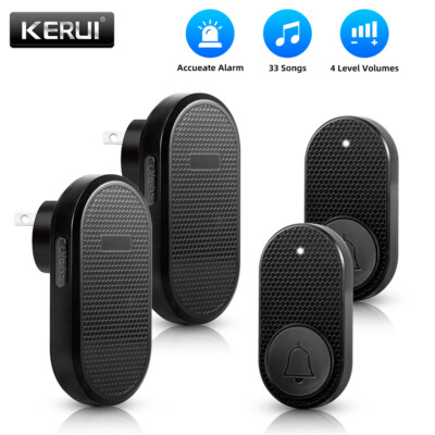 Waterproof Wireless Doorbell Adjustable Volume 1000FT Plugin Receiver 33 Chime
