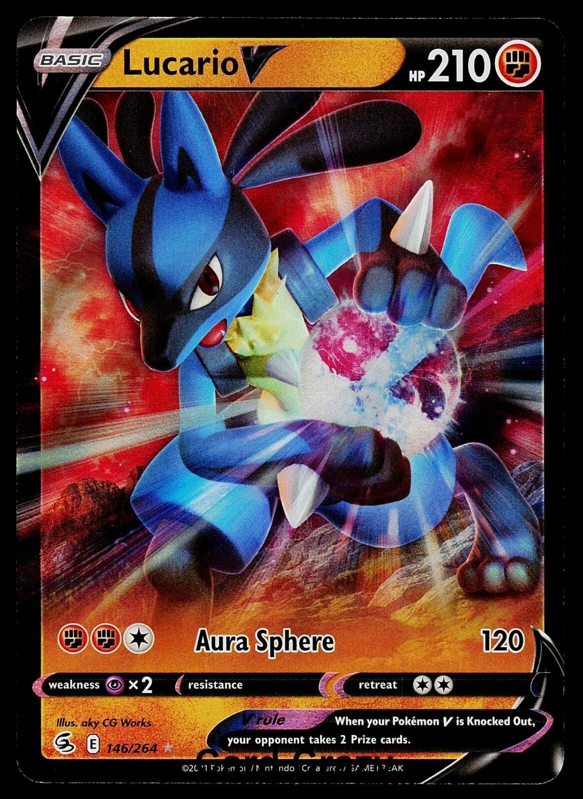 Lucario V 146/264 - Fusion Strike - Ultra Rare Pokemon Card - Near Mint (NM)