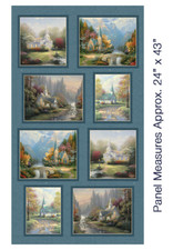 Church Religious Fabric 24" X44" Panel Thomas Kinkade Chapel Cotton Benartex