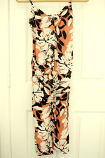 Forever21 Tropical Print Button-Front Dress Salmon/ Cream/Black XS NWT
