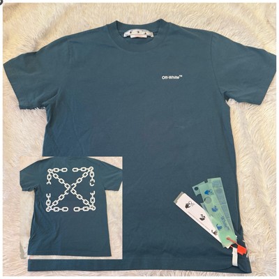 OFF-WHITE Chain Arrow Tee Shirt Duck Green Size Medium Mens $490 msrp
